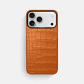 iPhone 17 Pro Max phone case with alligator texture and raised camera surround