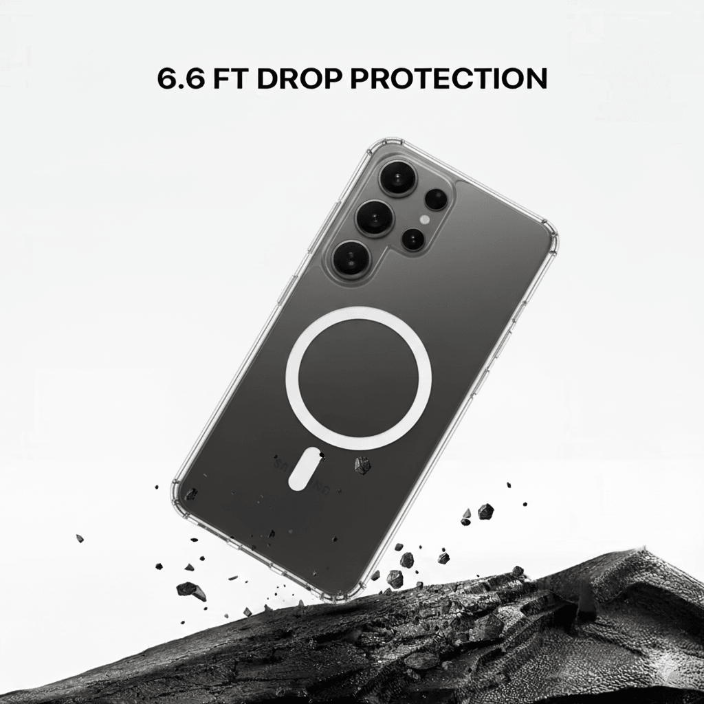 Clear MagSafe case fitted to a Samsung Galaxy S21 Ultra