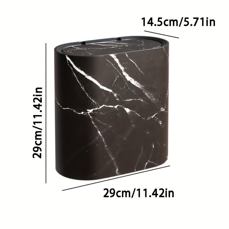 Lidded bathroom and kitchen waste bin with decorative patterned finish