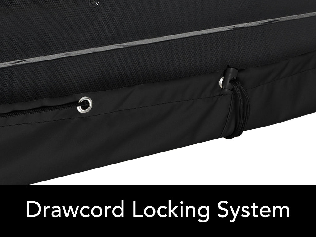 Black half outdoor TV cover with eyelets and fastening cords