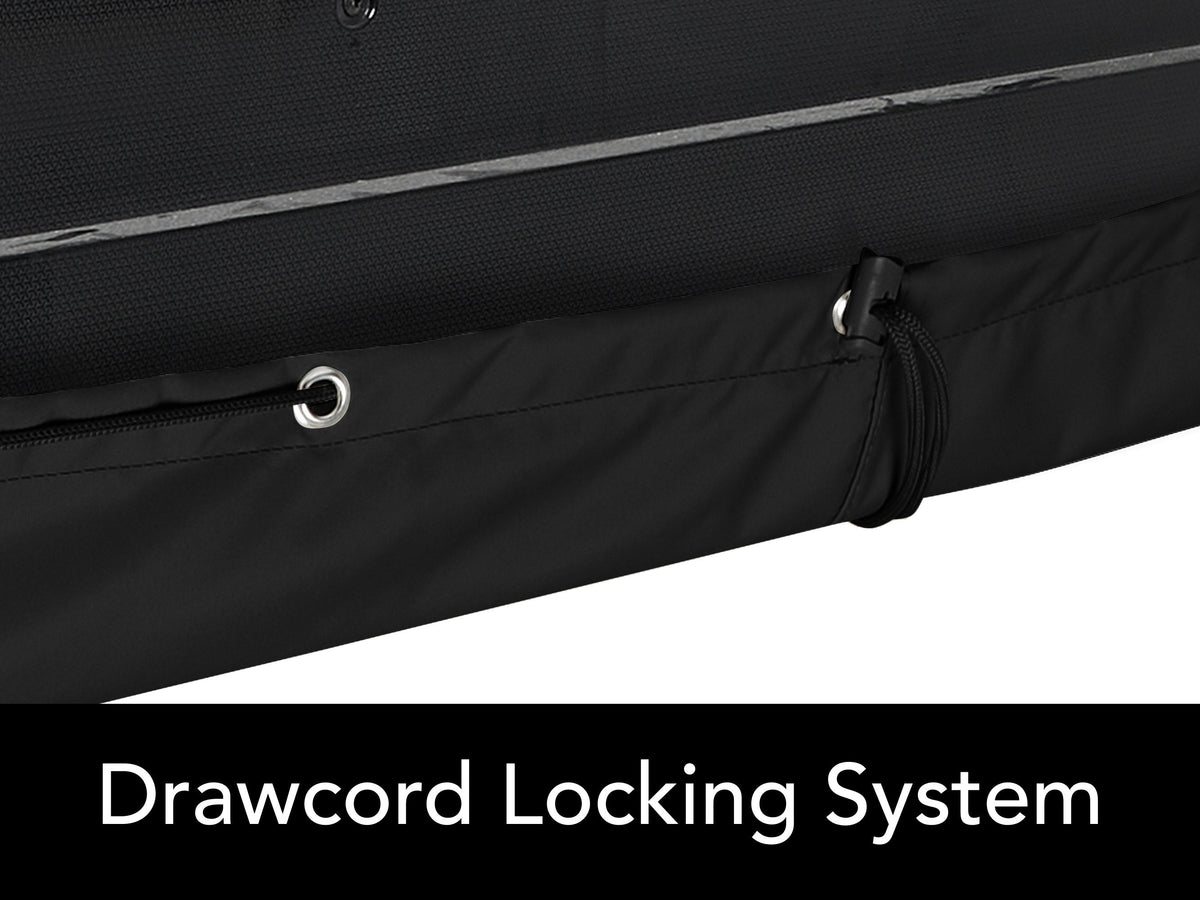 Black half outdoor TV cover with eyelets and fastening cords