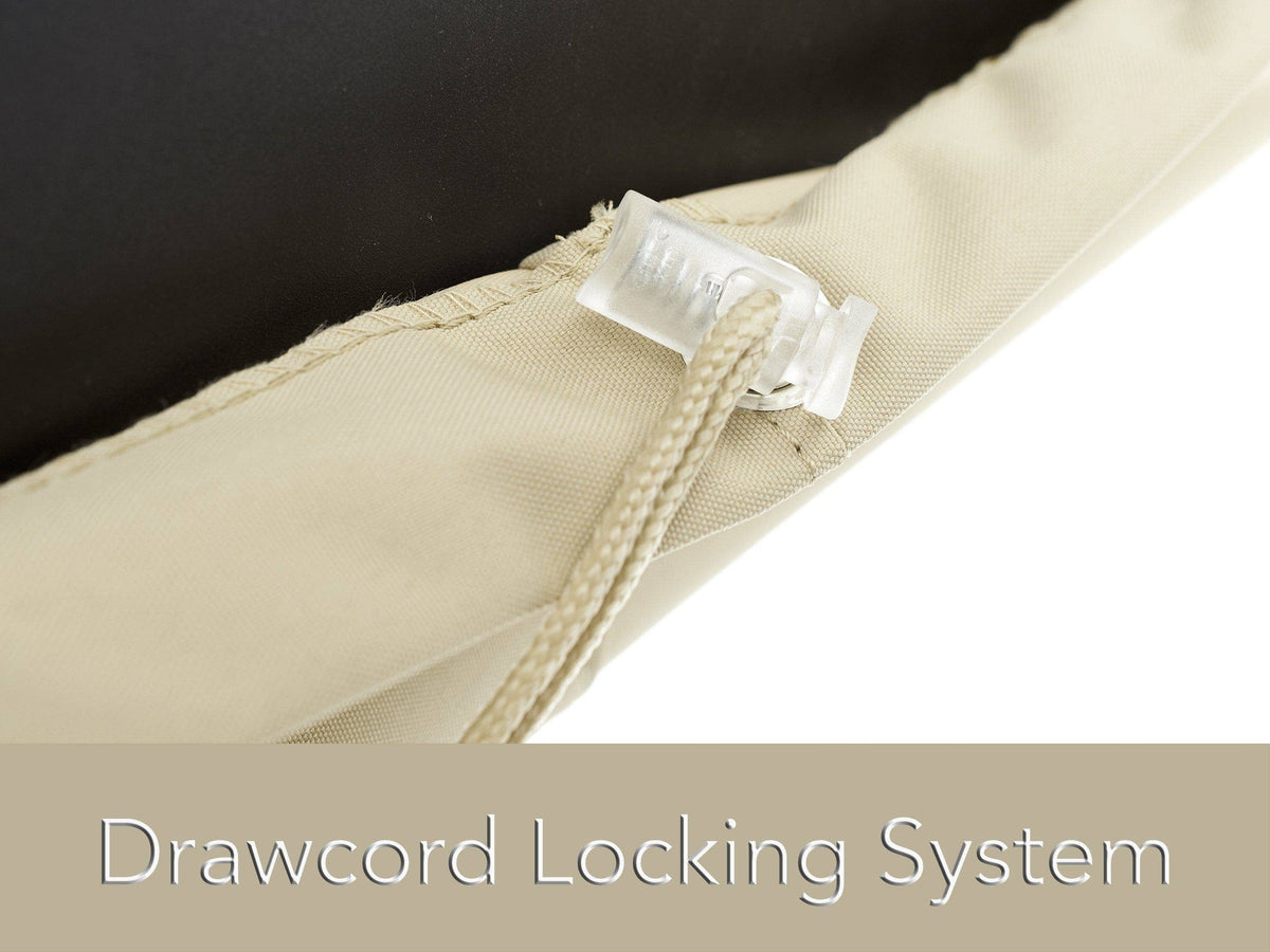 Khaki cover draped over an outdoor portable generator