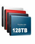 Portable external SSD with USB cable and 128TB marking