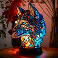 Colourful animal design table lamp with stained glass effect