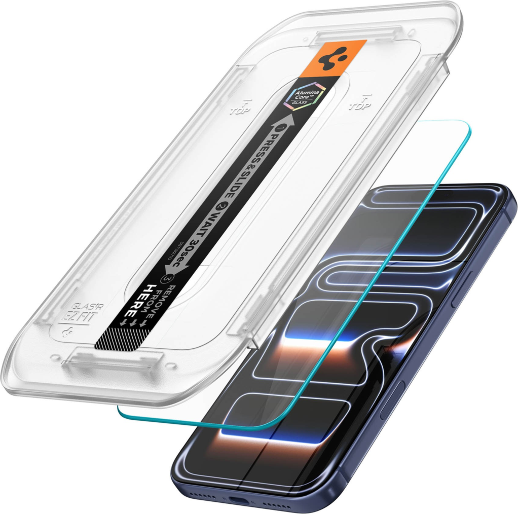 Clear iPhone Pro Max phone case and screen protector pack with white edging
