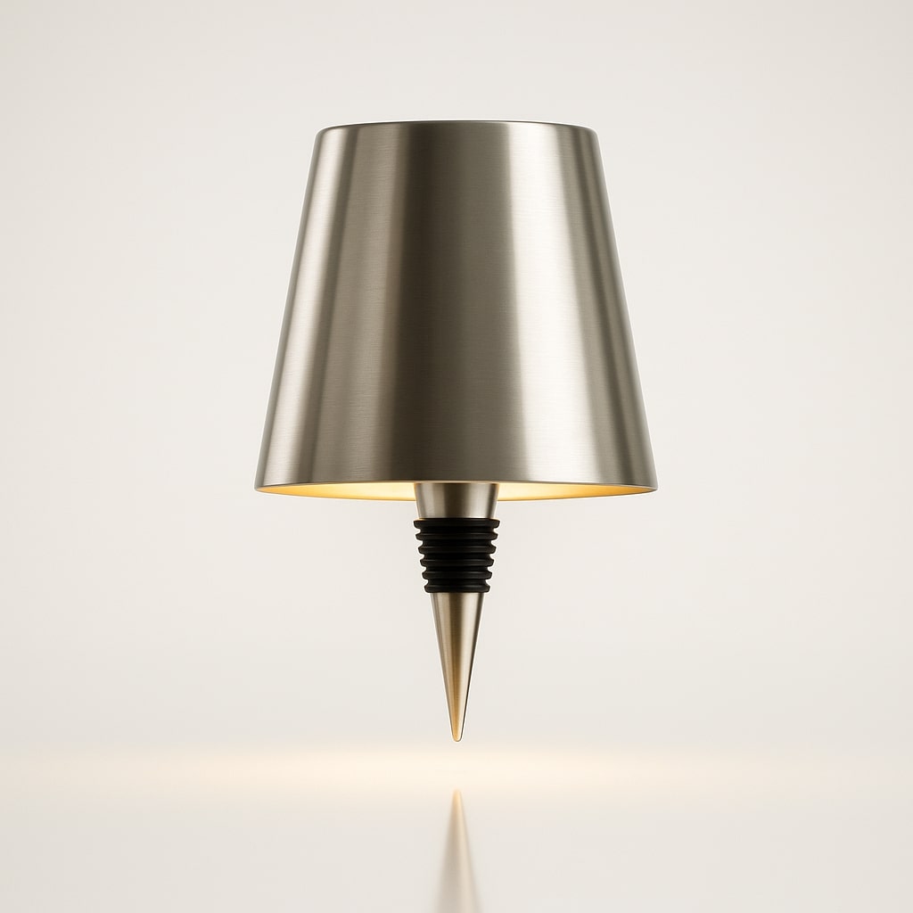 Table lamp with a tapered shade and pointed base