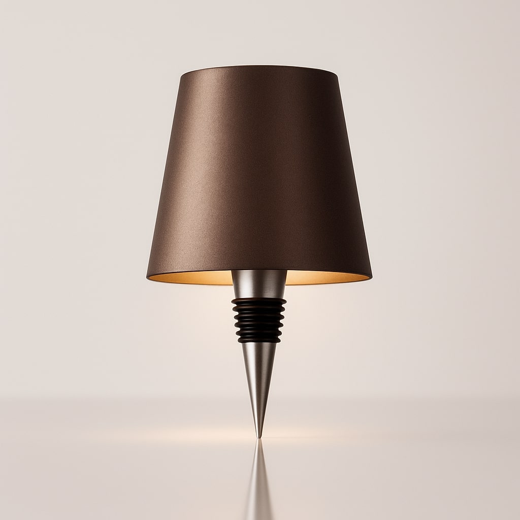 Table lamp with a tapered shade and pointed base