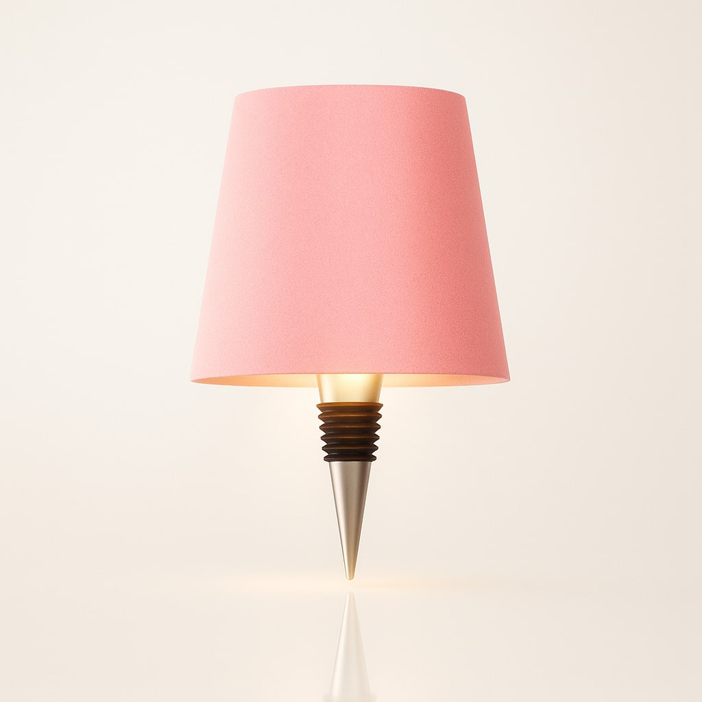 Table lamp with a tapered shade and pointed base