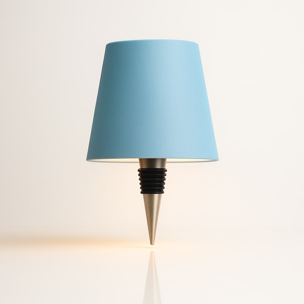 Table lamp with a tapered shade and pointed base