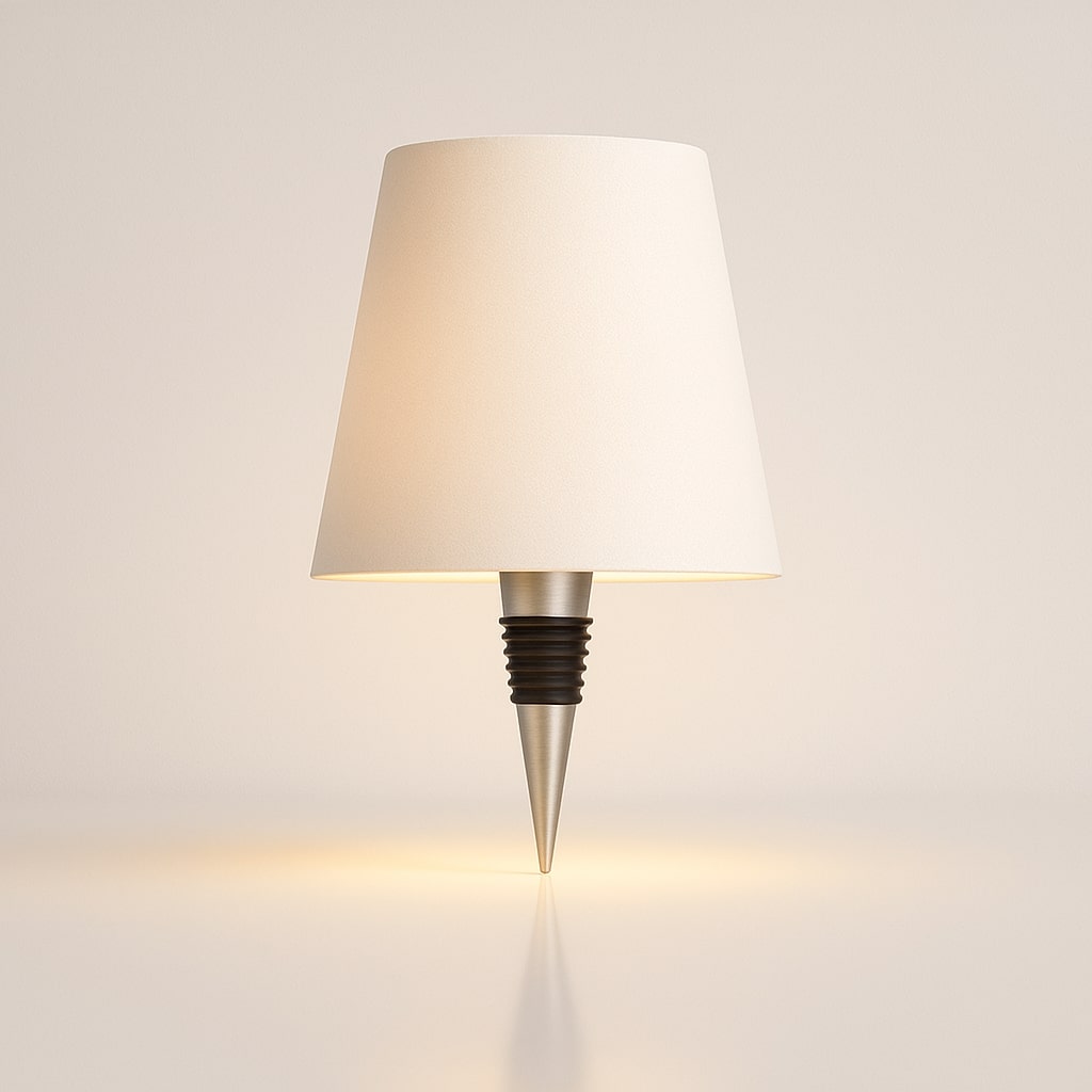 Table lamp with a tapered shade and pointed base