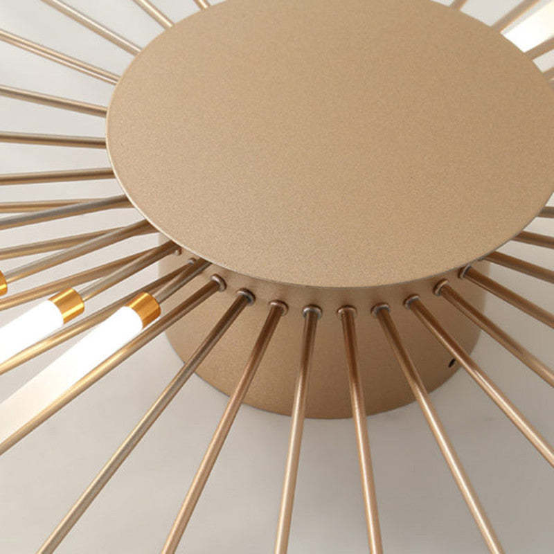 Radial LED ceiling light with sunburst arms and white light bars