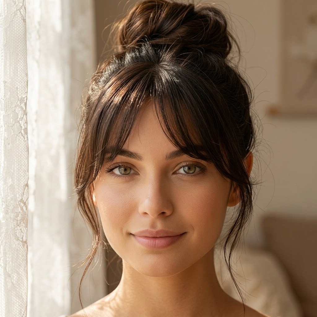 Seamless synthetic clip-in hair bangs topper with attached clips