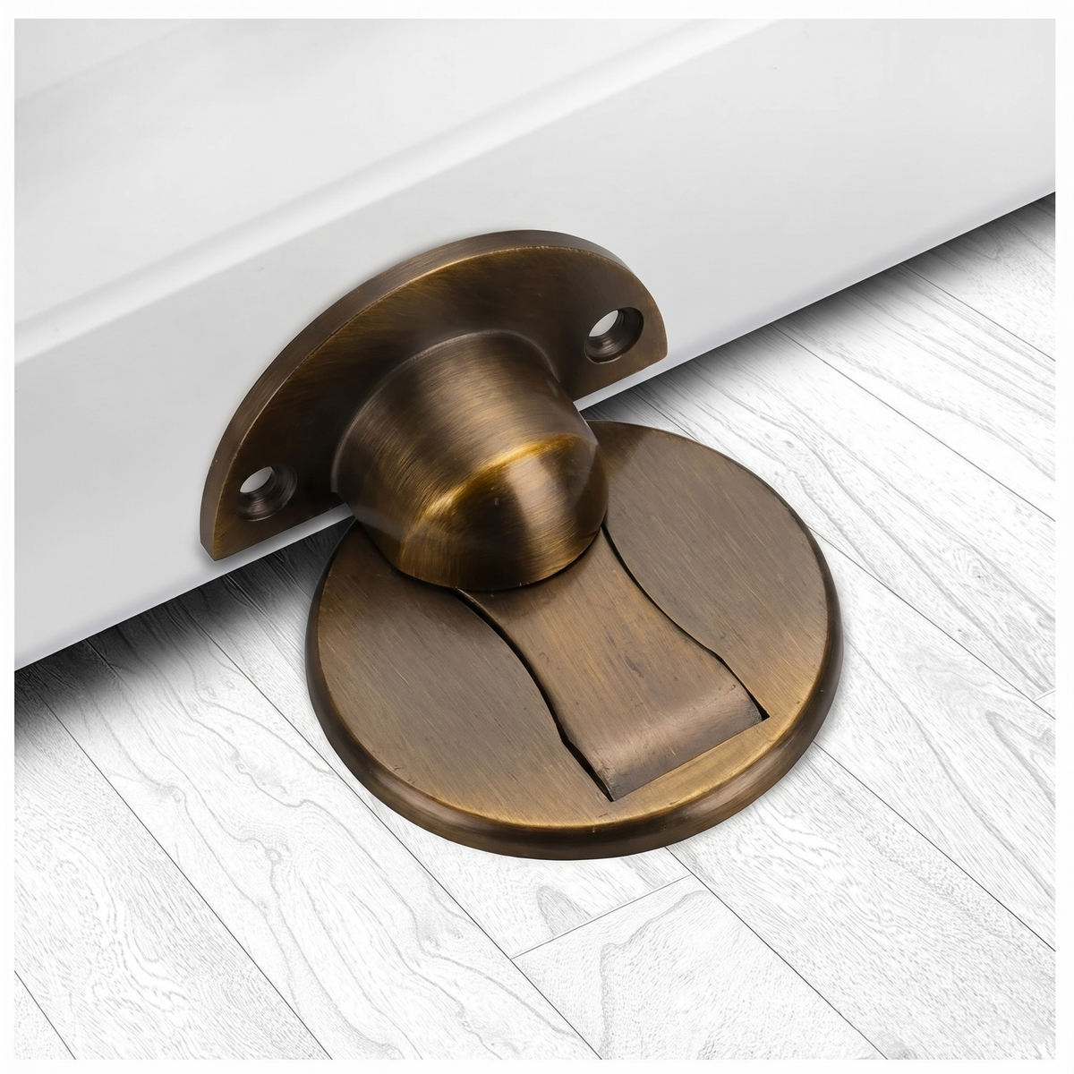 Stainless steel magnetic door stop with wall and round floor plates