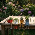 Boot-shaped decorative garden planter with integrated legs