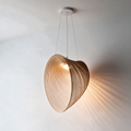 Sculptural pendant light with a curved open wire shade
