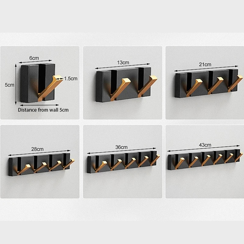 Wall-mounted rack with two folding hooks