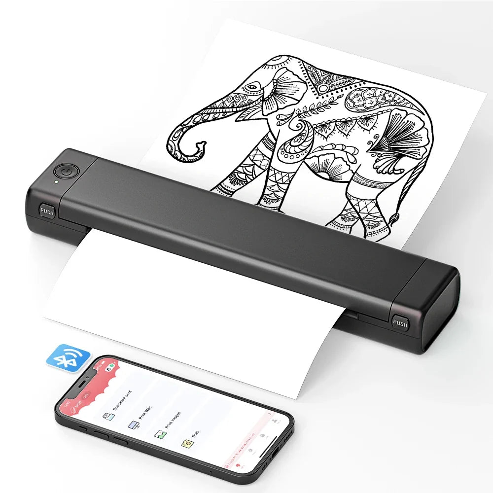 Compact paper printer with smartphone printing app