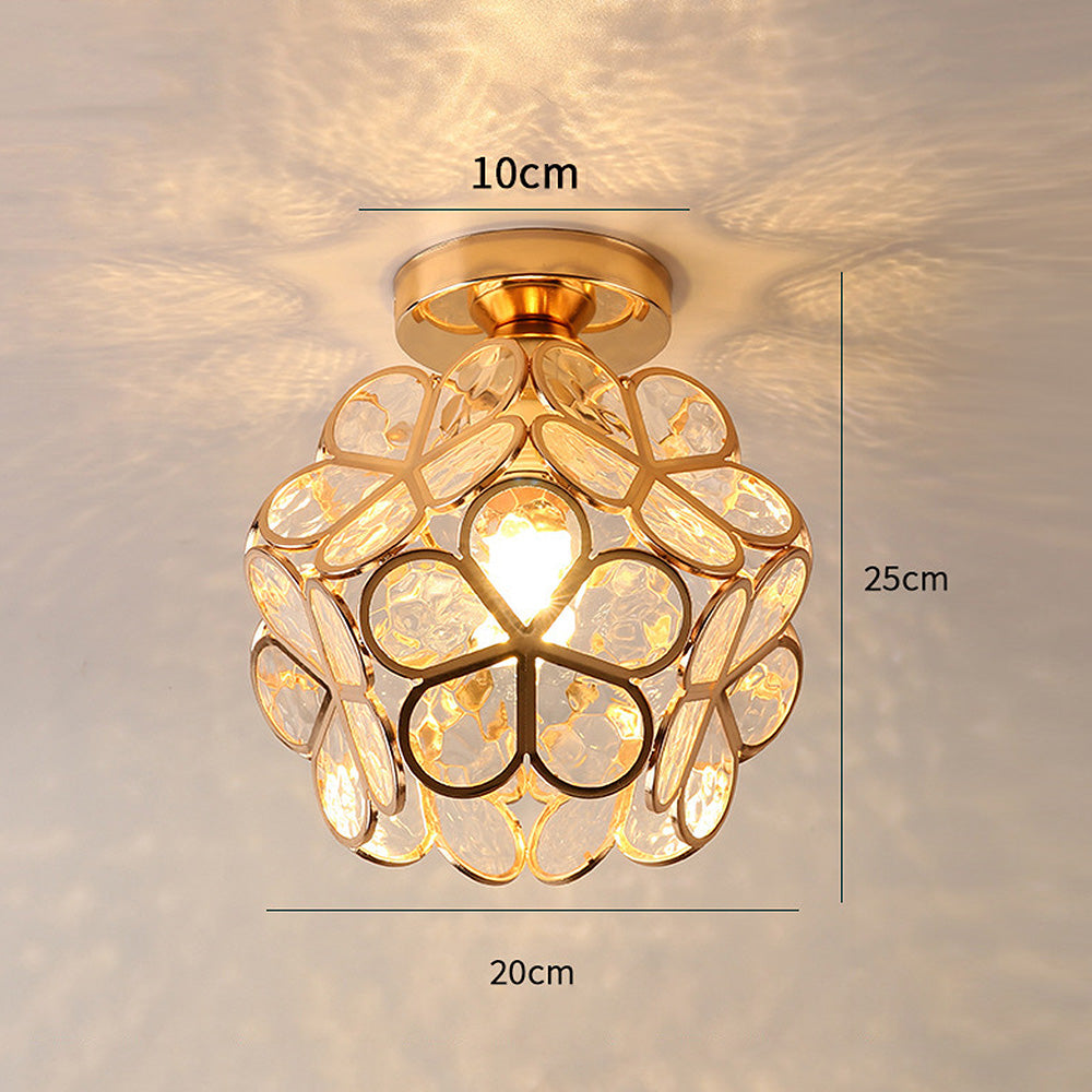 Floral ceiling light with a rounded decorative petal shade