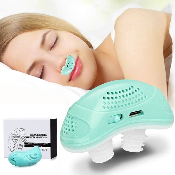 Portable electronic sleep aid device with silicone nose pieces and USB port