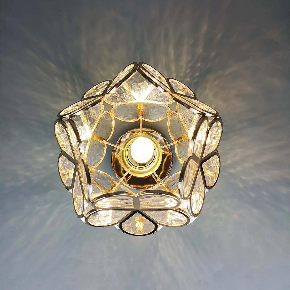 Floral ceiling light with a rounded decorative petal shade