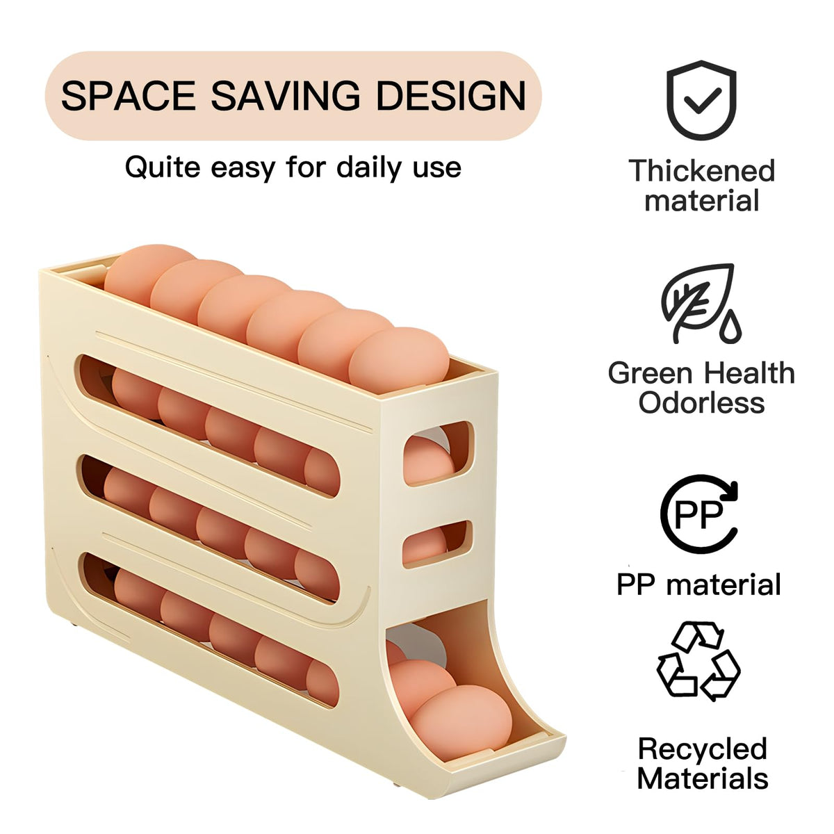 Multi-level refrigerator egg storage box with open front compartments
