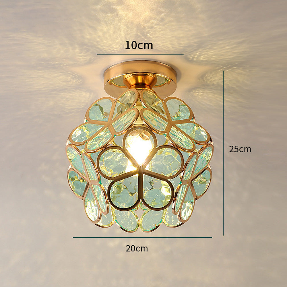 Floral ceiling light with a rounded decorative petal shade