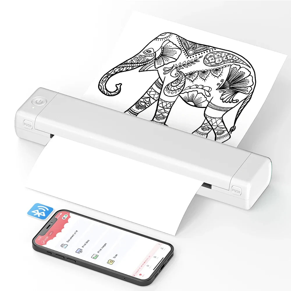 Compact paper printer with smartphone printing app