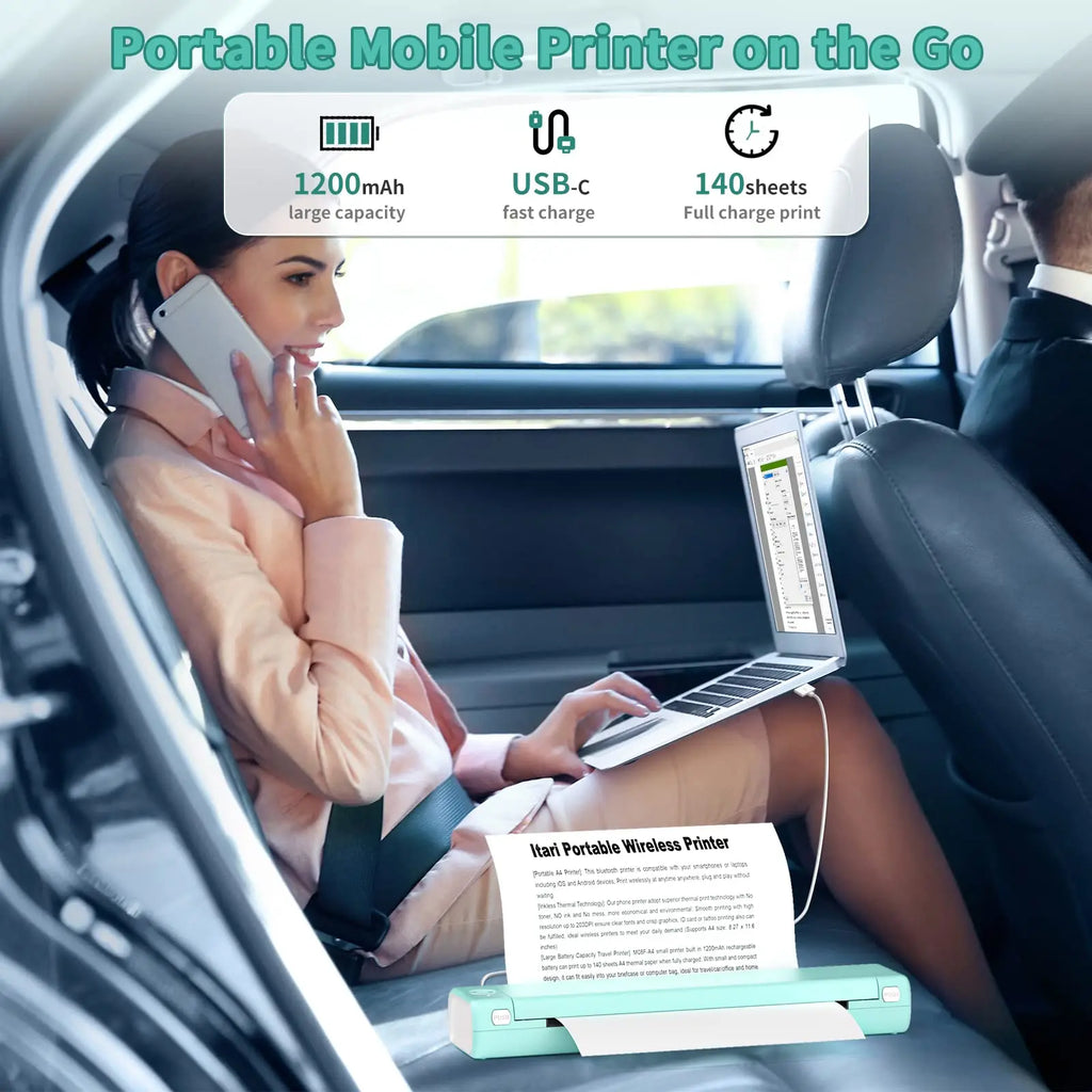 Compact paper printer with smartphone printing app