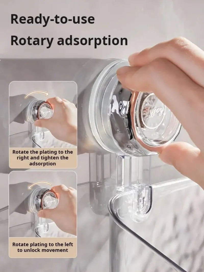 Clear adhesive bathroom storage basket with chrome decorative hook