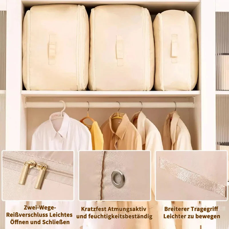 Large zipped clothes storage box with side handles