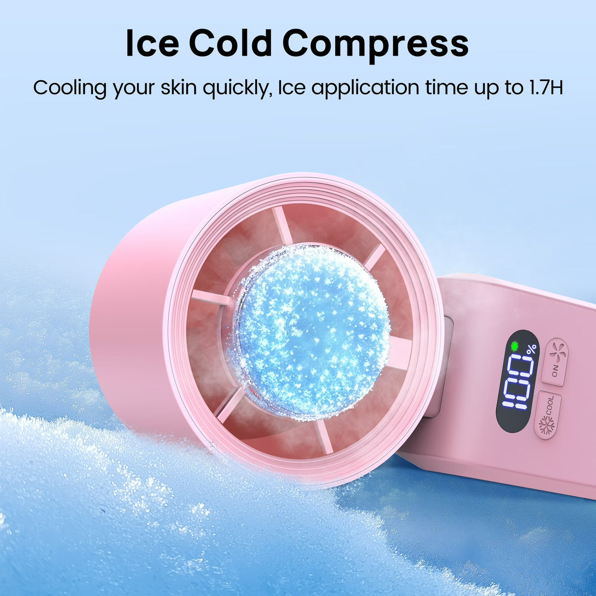 Handheld portable fan with circular fan head, digital display and wrist strap
