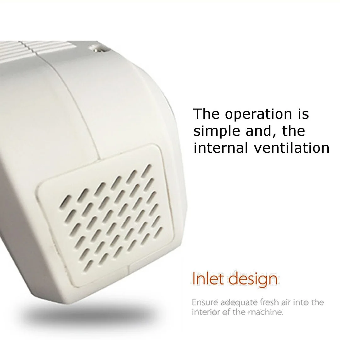 White ozone-based CPAP cleaning system with orange control button and connected hose