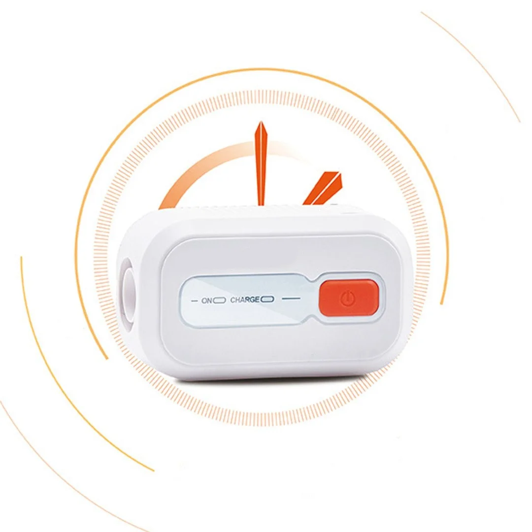 White ozone-based CPAP cleaning system with orange control button and connected hose