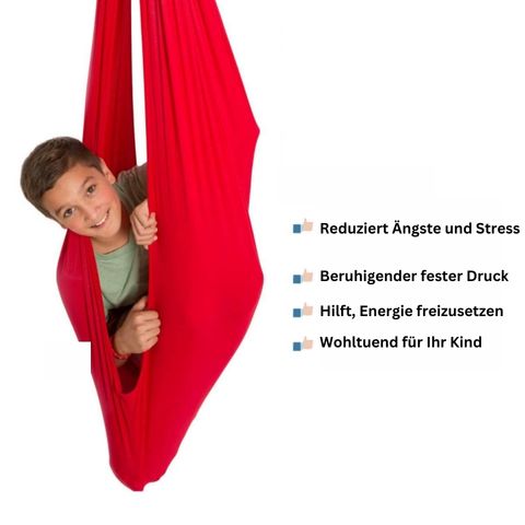 Children's hanging fabric sensory swing seat for indoor use