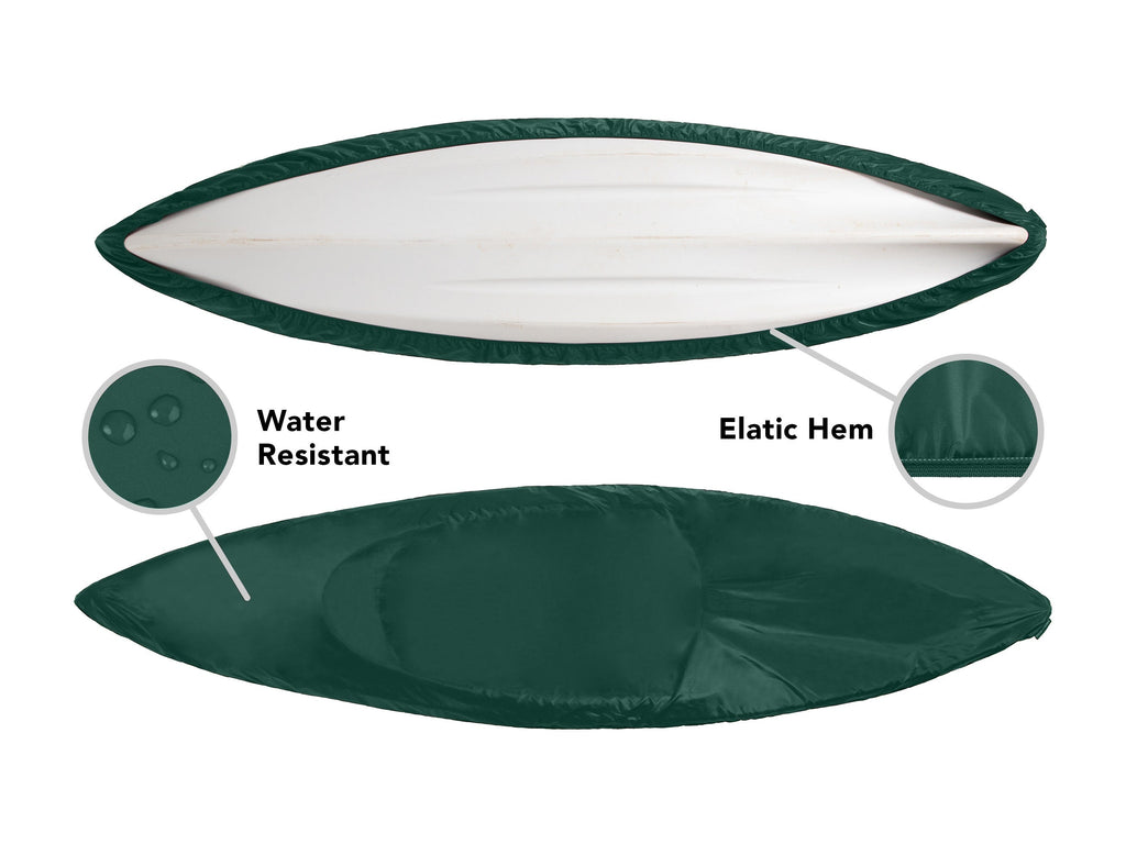 Green cover shaped for a kayak or canoe