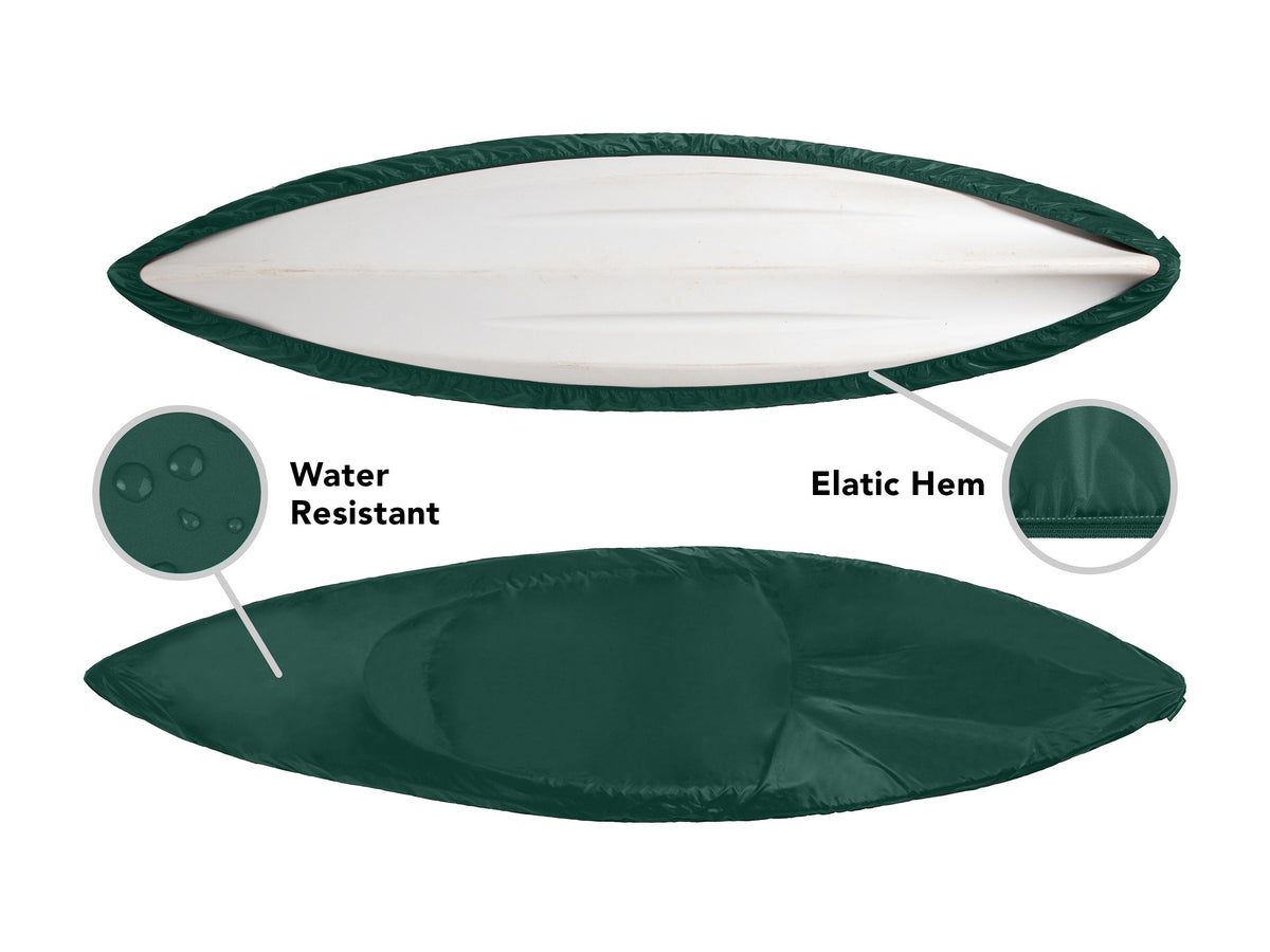 Green cover shaped for a kayak or canoe