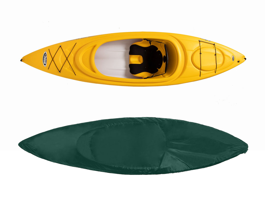 Green cover shaped for a kayak or canoe
