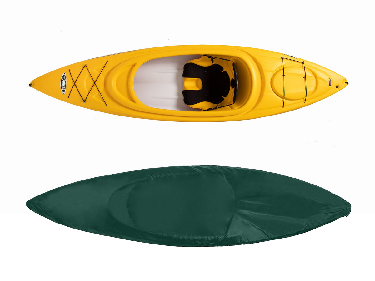 Green cover shaped for a kayak or canoe