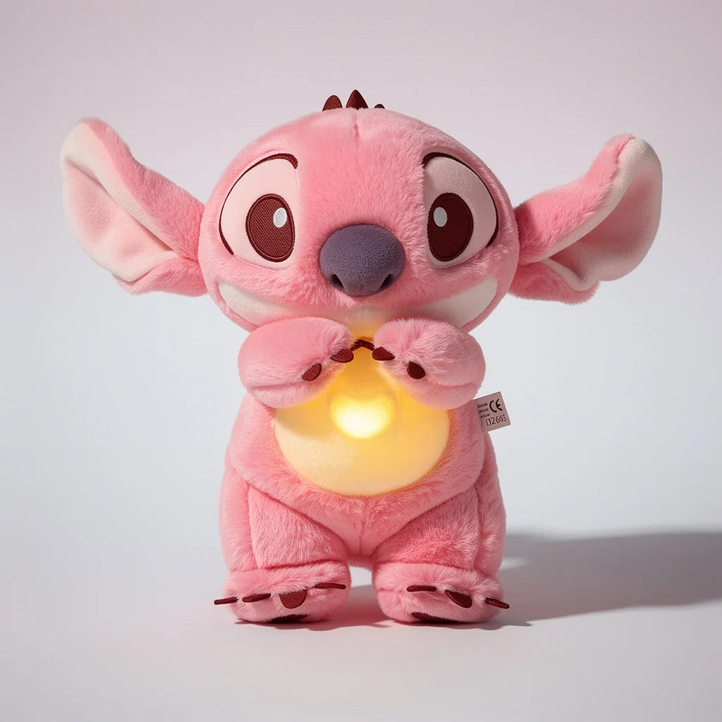 Character plush toy with large ears and illuminated belly