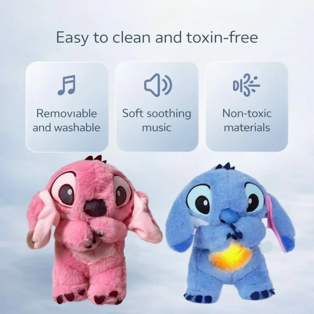 Character plush toy with large ears and illuminated belly