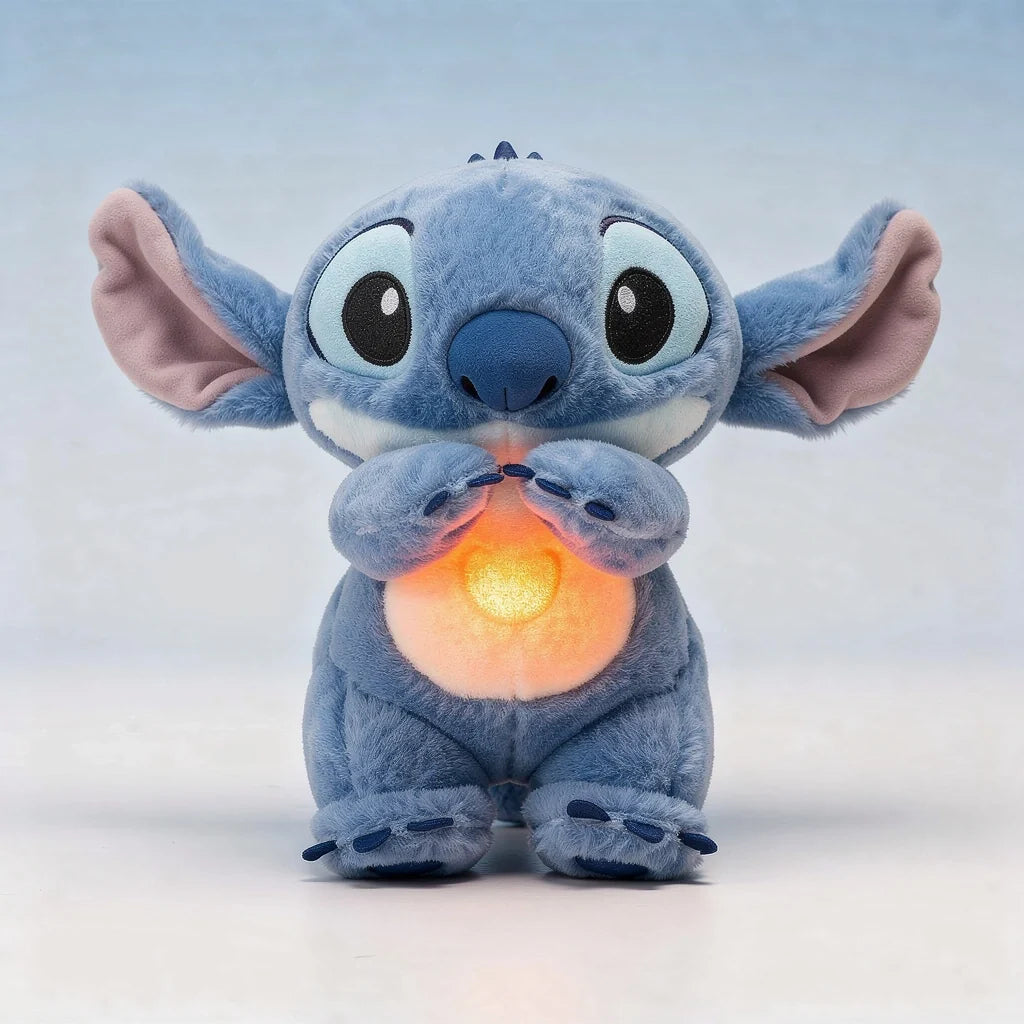 Character plush toy with large ears and illuminated belly