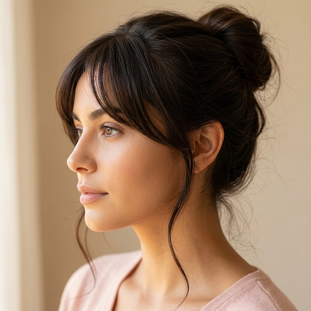 Seamless synthetic clip-in hair bangs topper with attached clips