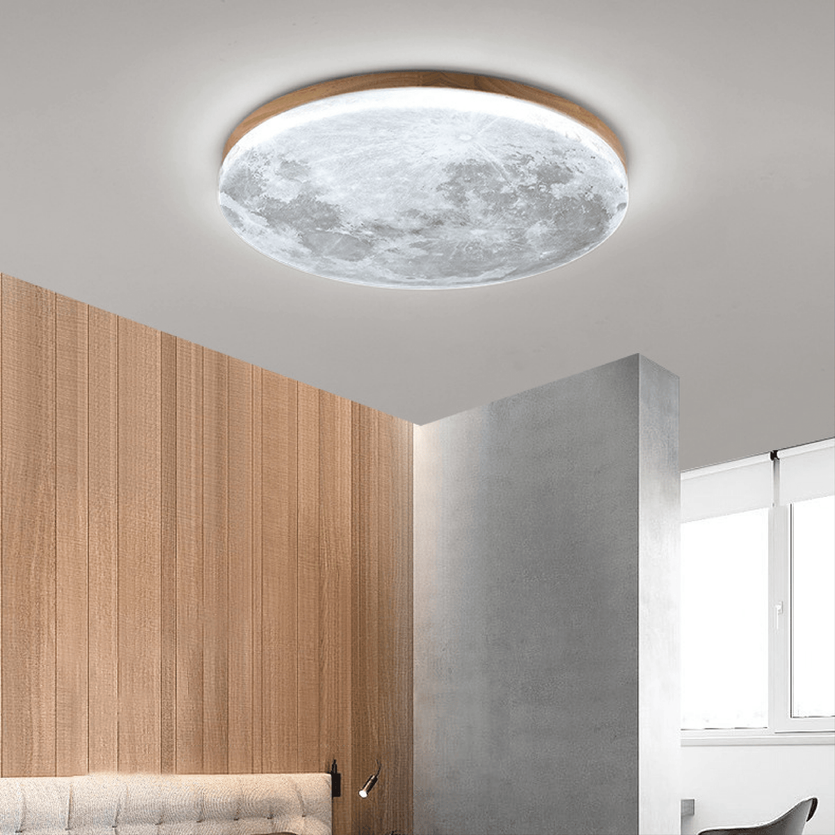 Round dimmable LED ceiling light with a textured decorative diffuser