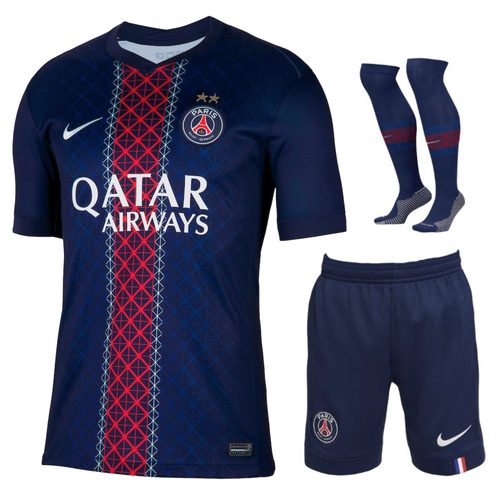 Children's navy football kit with shirt, shorts and socks