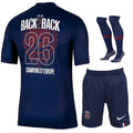 Children's navy football kit with shirt, shorts and socks