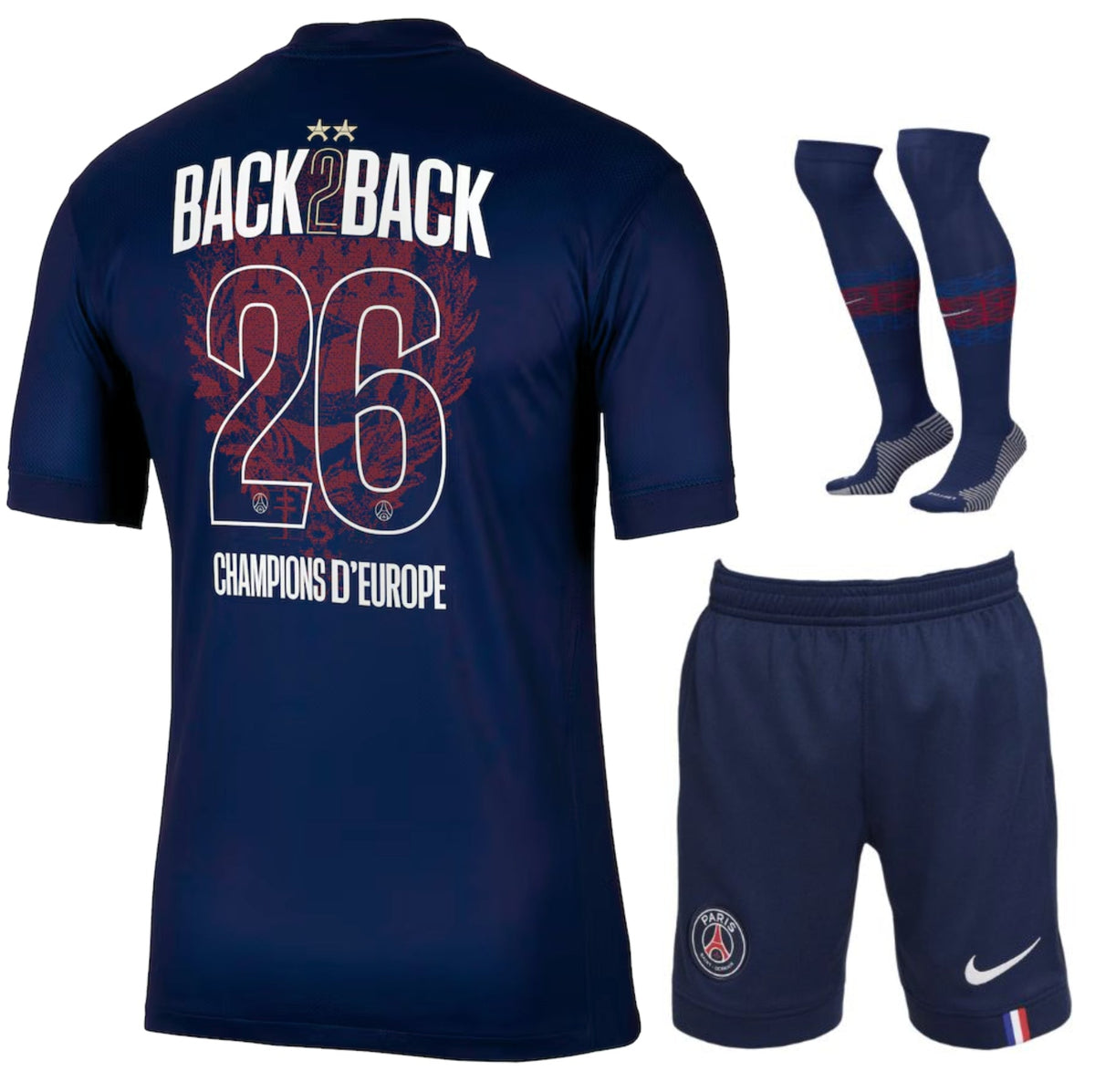 Children's navy football kit with shirt, shorts and socks