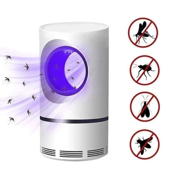 White cylindrical insect trap with blue light and USB cable