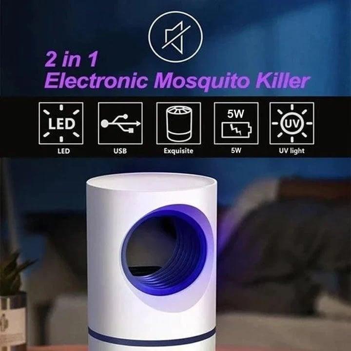 White cylindrical insect trap with blue light and USB cable