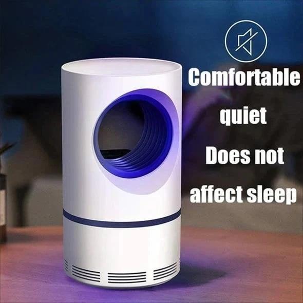 White cylindrical insect trap with blue light and USB cable