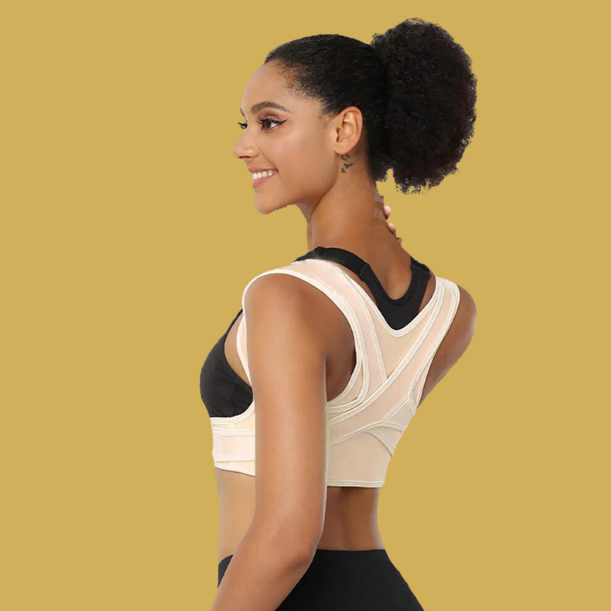 Cross-back posture corrector with shoulder straps and front fastening straps